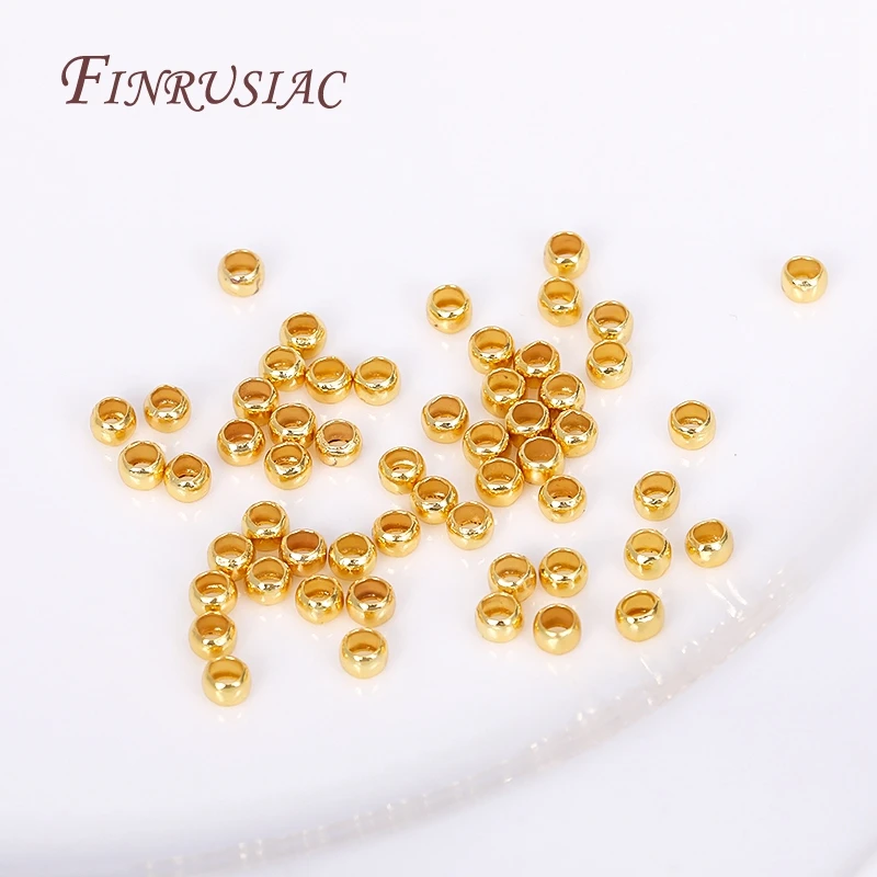 100pcs 18K 골드 도금 볼 크림프 엔드 비즈, 크림프 비즈, DIY 쥬얼리 만들기 용품에 대한 2mm 2.5mm 3mm 스토퍼 스페이서 비즈