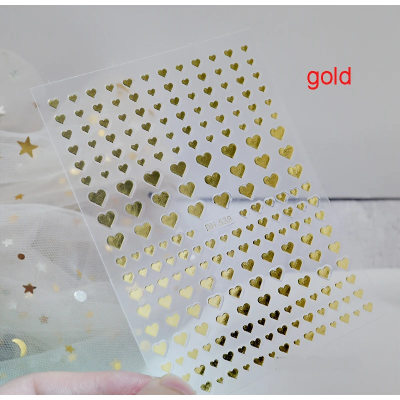 3d 네일 아트 스티커 레드 블랙 화이트 러브 하트 별 구름 프랑스어 전체 팁 매니큐어 용 접착제 네일 데칼 슬라이더