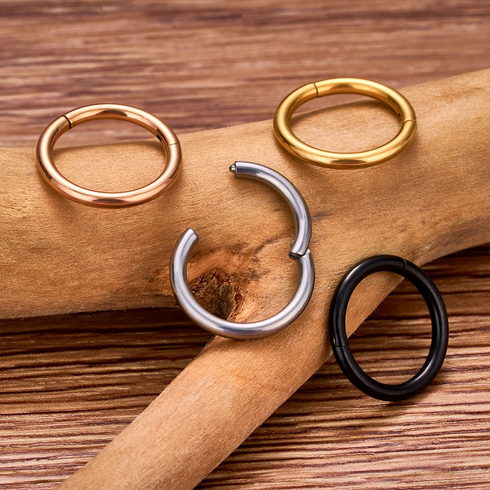 10/50PCS 여성을위한 G23 티타늄 코 링 피어싱 쥬얼리 라운드 귀걸이 후프 16/18/20G 귀 Tragus 연골 헬릭스 바디 쥬얼리