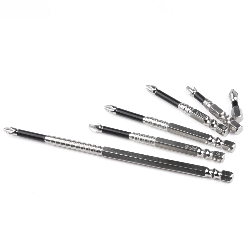 K5 미끄럼 방지 고경도 비트 S2 강력한 자기 5A 검정색 미끄럼 방지 크로스 헤드 전기 드릴 전기 스크루 드라이버 비트