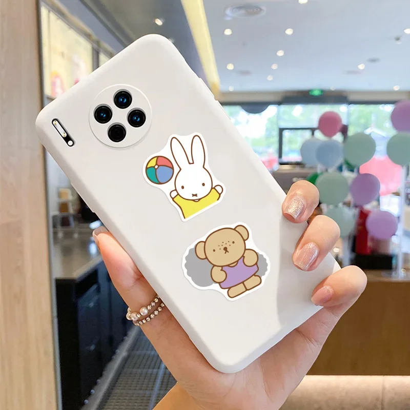 50PCS Kawaii Miffy 스티커 귀여운 만화 토끼 소녀 포켓 장식 스티커 전화 케이스 Ipad 노트북 방수 스티커 장난감
