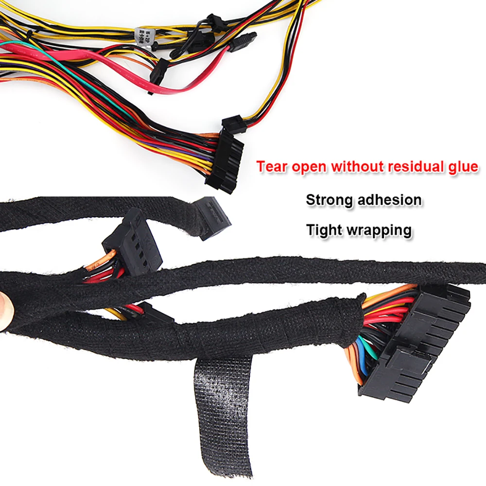 1-4pcs 15/25M 고온 와이어 하네스 포장 테이프 자기 접착 자동차 배선 하네스 자동차 소음 댐핑을위한 패브릭 테이프