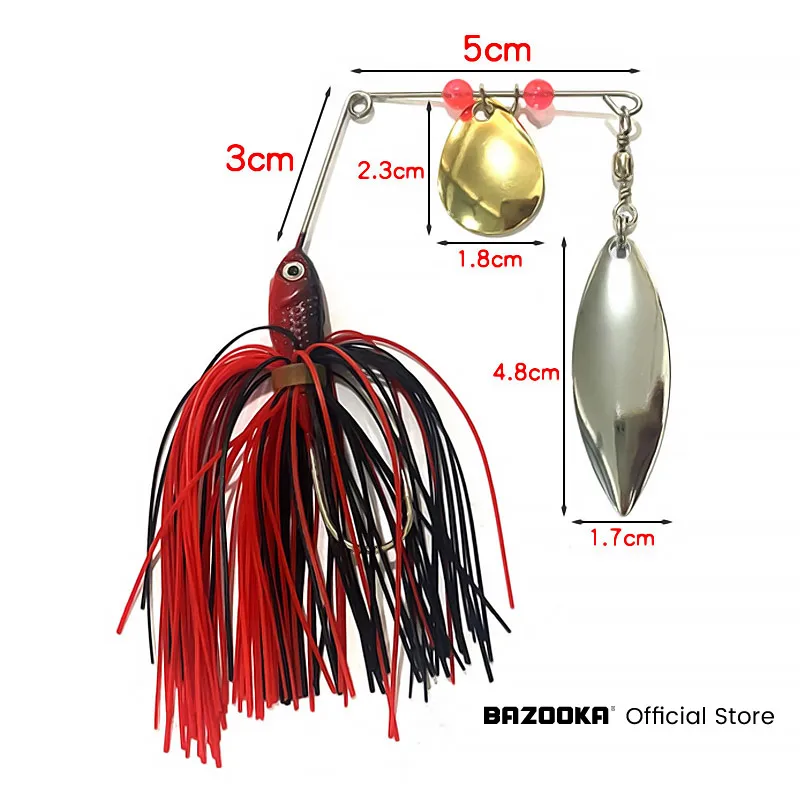 바주카포 15g 18g 스피너베이트 낚시 루어 와이어 미끼 금속 스피너 Buzzbait Swimbait Hook peche JIG Kit 스커트 For Bass Pike Winter