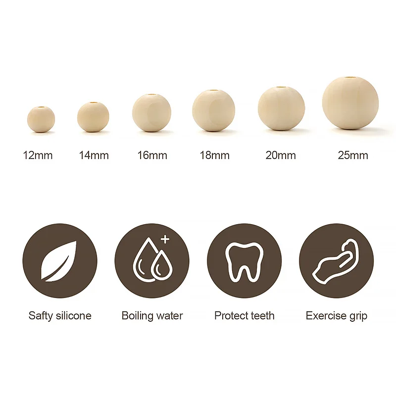 TYRY.HU 20-100PC 나무 자연 라운드 루즈 비즈 DIY 12/14/16/18/20/25mm 팔찌 목걸이 액세서리 쥬얼리 만들기