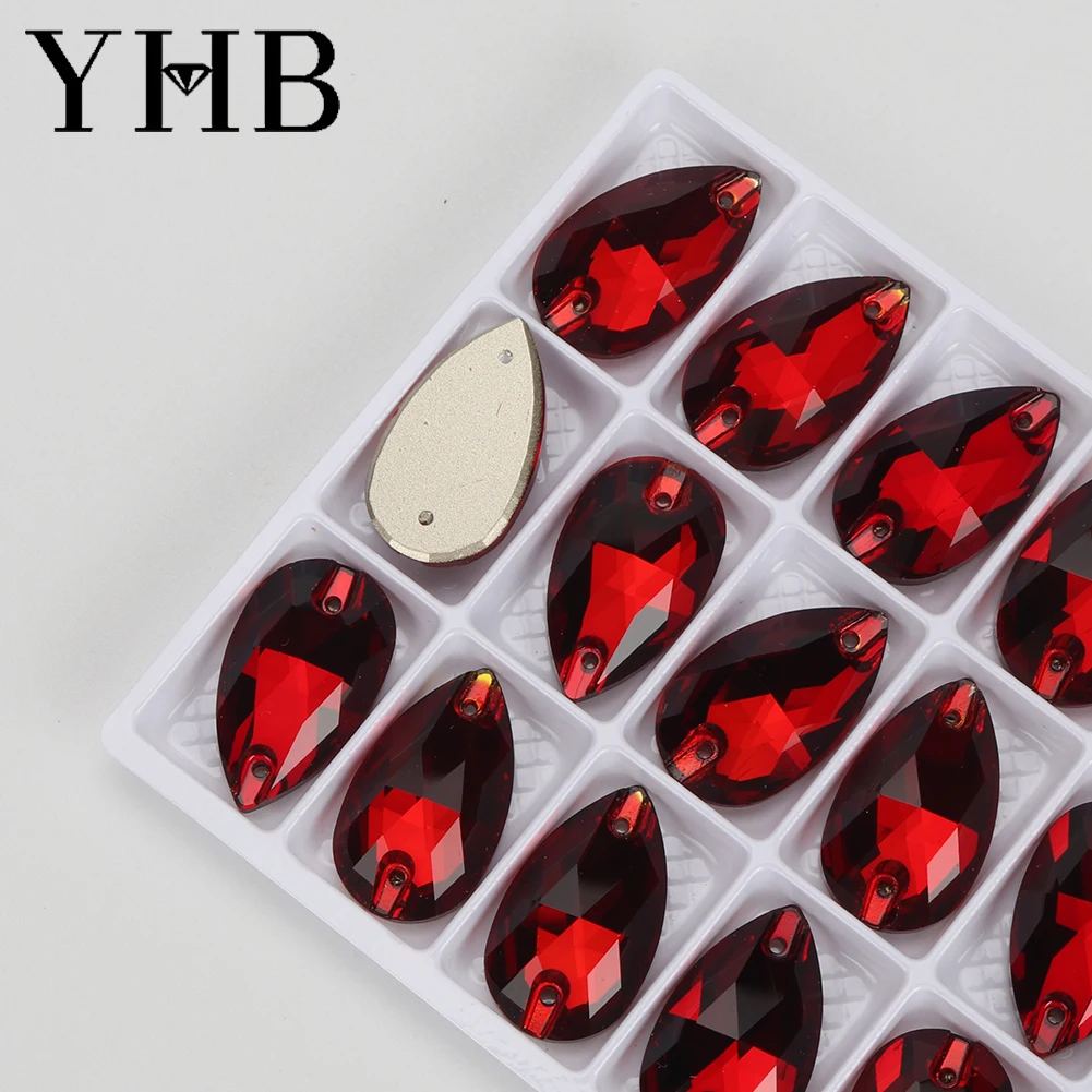 YHB 최고 품질 드롭 유리 크리스탈 AB 달빛 바느질 돌 플랫 백 의류 의류 가방에 대한 라인 석에 바느질