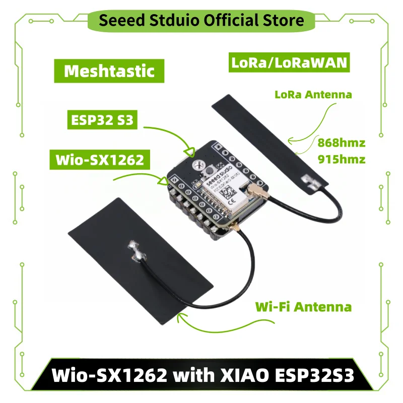 Esp32 s3 lora Meshtastic Lora,SX126, 868mhz 915mhz 안테나, Meshtastic 및 LoRa 스타터 키트용 XIAO ESP32S3,LoRa/LoRaWAN,WiFi,BLE title=Esp32 s3 lora Meshtastic Lora,SX126, 868mhz 915mhz 안테나, Meshtastic 및 LoRa 스타터 키트용 XIAO ESP32S3,LoRa/LoRaWAN,WiFi,BLE