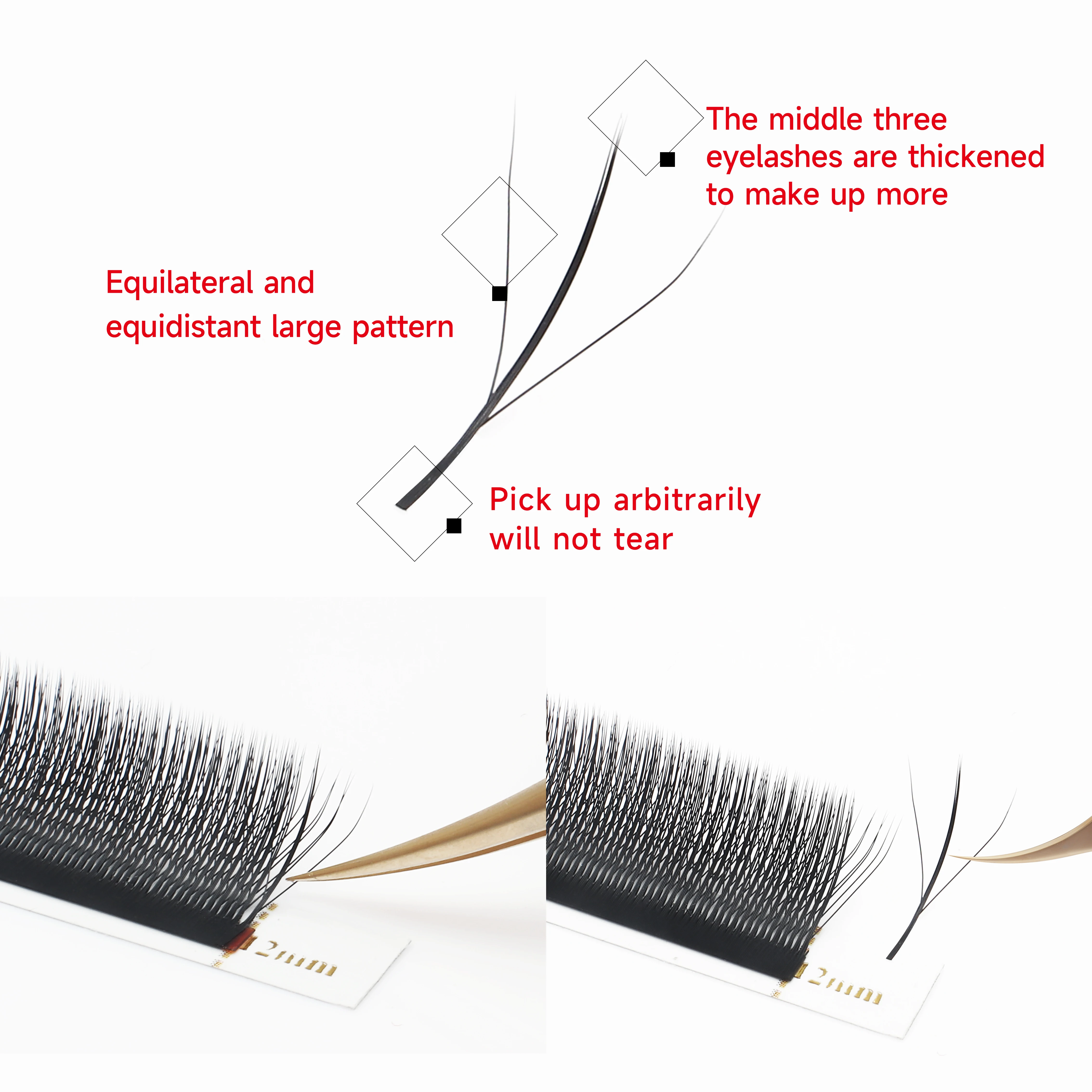 XIUSUZAKI 3D W 3코어 트리플 팁 속눈썹 W 모양 속눈썹 연장 블리스 터 자연 미리 만들어진 팬 더블 2코어 속눈썹