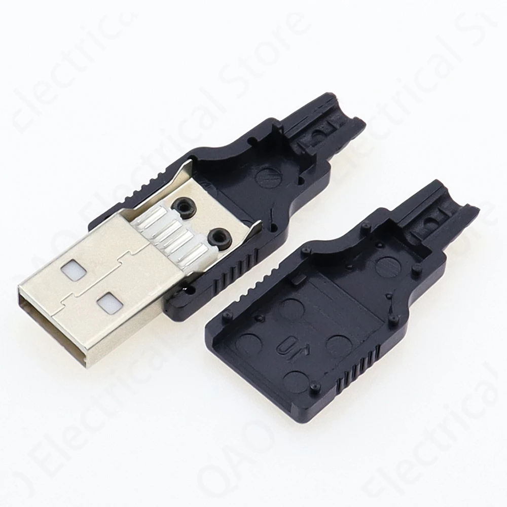 IMC 뜨거운 새로운 10pcs 유형 A 남성 USB 4 핀 플러그 소켓 커넥터 (검은 색 플라스틱 커버 포함)