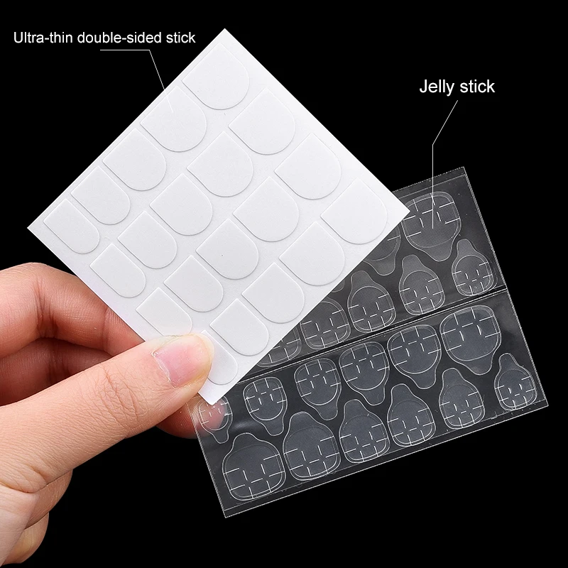 양면 네일 젤리 접착제 투명 거짓 네일 아트 접착 테이프 접착제 스티커 DIY 재사용 가능한 매니큐어 손톱 액세서리