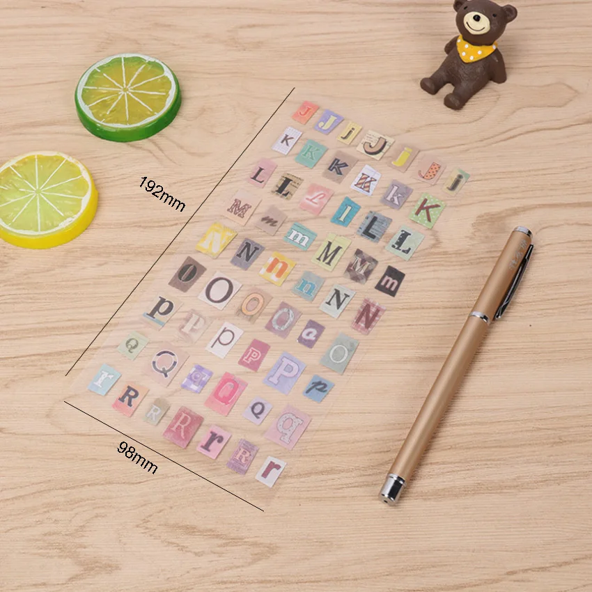 6 시트/많은 영어 알파벳 번호 레트로 스티커 앨범 일기 장식 DIY 장식 스티커 수제 스티커 Scrapbooking