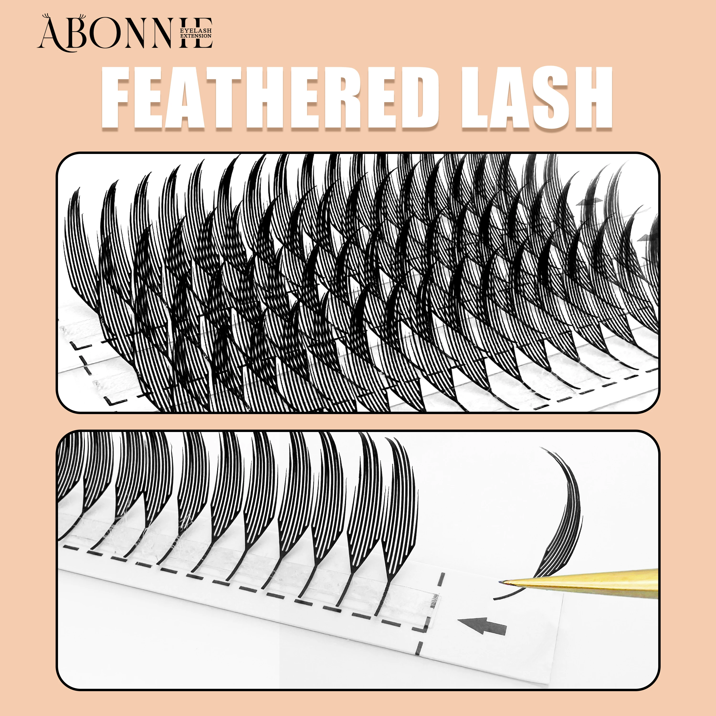 LAKANAKU 캐시미어 소프트 라이트 Premade Anime Spire 속눈썹 확장 깃털 모양 0.07mm C/D/CC 컬 믹스 8-15mm 속눈썹