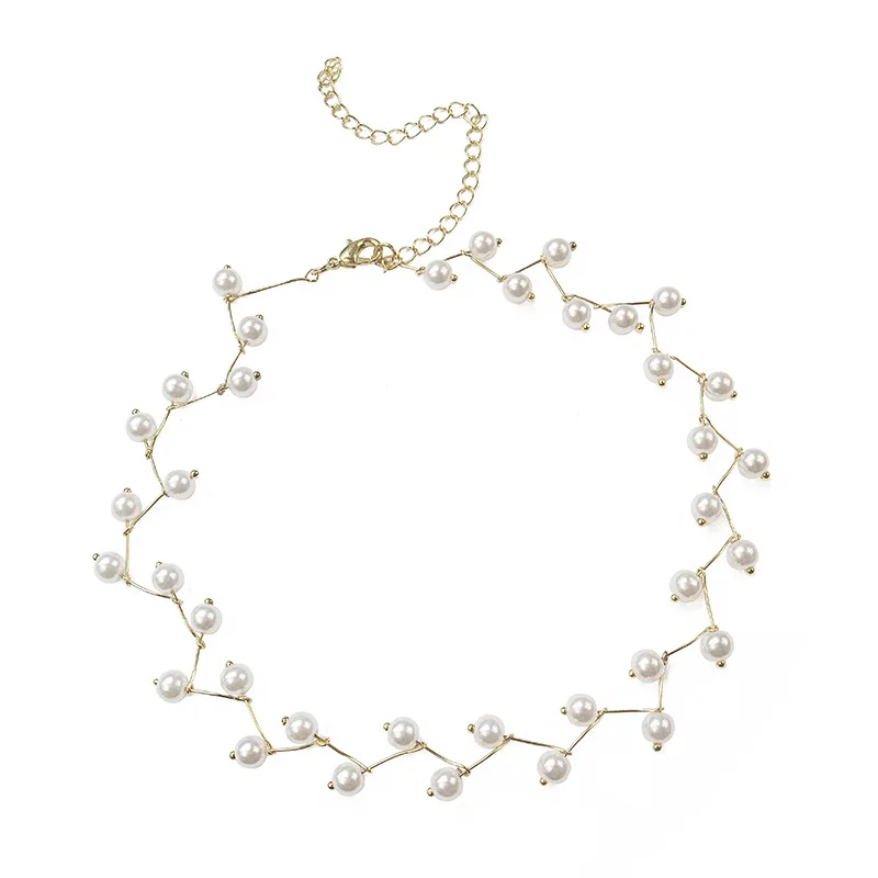 트렌디 한 진주 목걸이 여성을위한 한국 패션 쥬얼리 목 체인 초커 칼라 액세서리 선물 짧은 목걸이 체인 여성