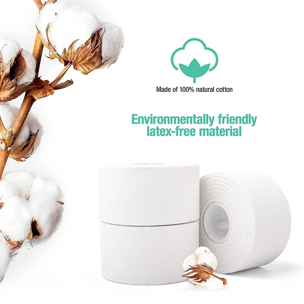 5 롤 2.5/3.8/5cm 스포츠 운동 방수 코튼 화이트 복싱 접착 테이프 스트레인 부상 지원 스포츠 바인딩 붕대