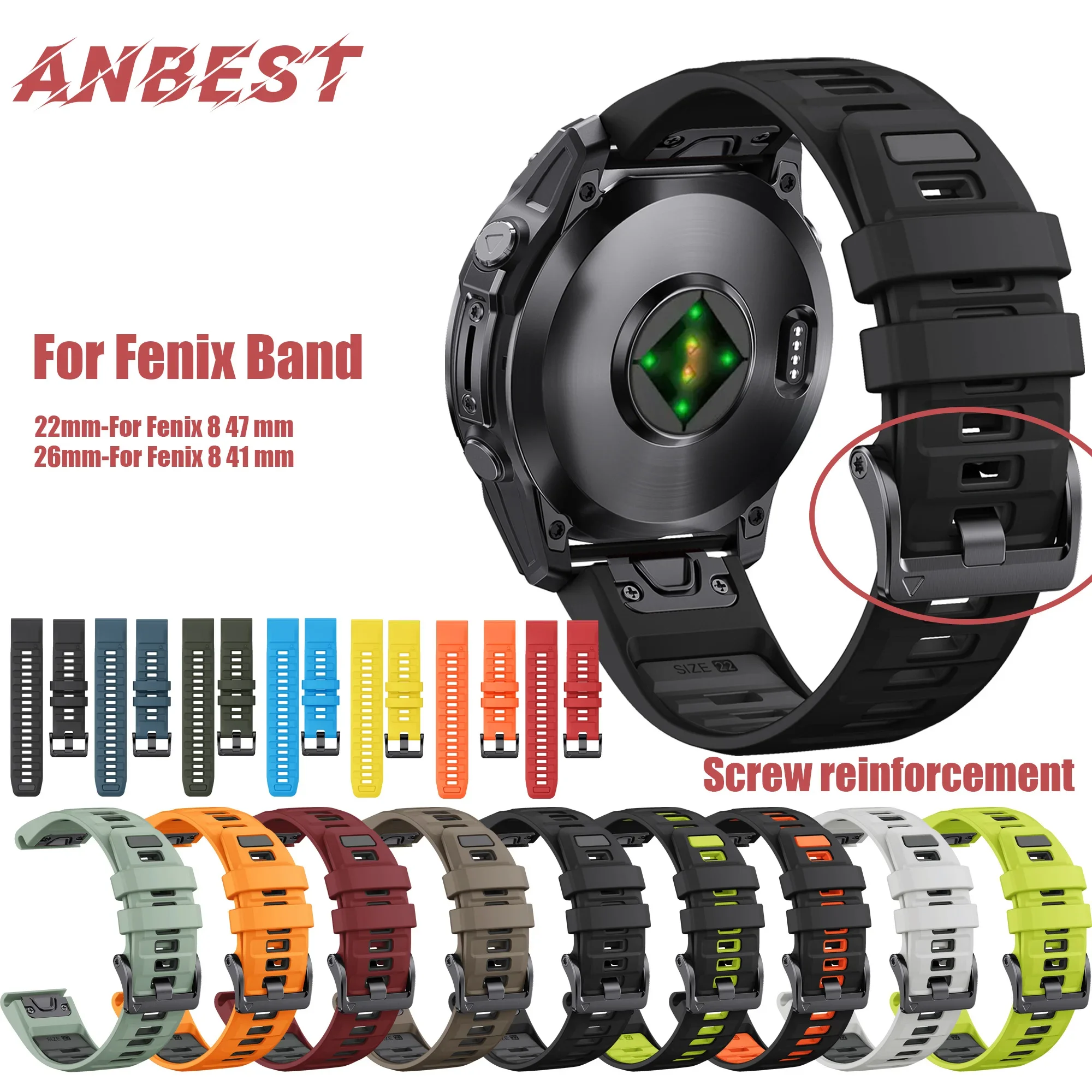 QuickFit 26mm 22mm Garmin Fenix ​​E 8 7X 7 6 6X/Epix Pro Gen 2 51mm 47mm/Tactix 시계 밴드 액세서리 용 2 톤 실리콘 스트랩 title=QuickFit 26mm 22mm Garmin Fenix ​​E 8 7X 7 6 6X/Epix Pro Gen 2 51mm 47mm/Tactix 시계 밴드 액세서리 용 2 톤 실리콘 스트랩 