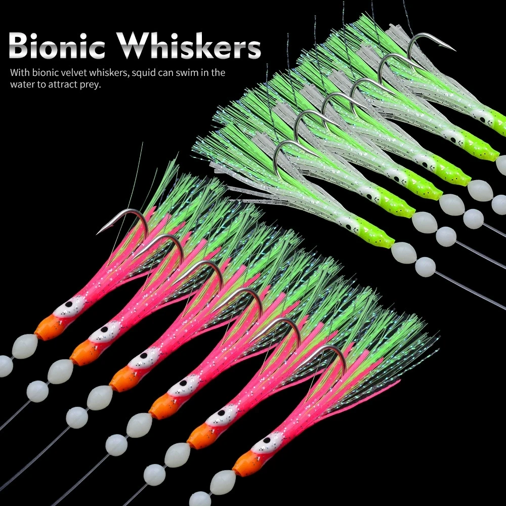 6 개/대 빛나는 클러스터 소프트 루어 장어 Sabiki Rigs 문자열 후크 루어 물고기 꽁치 오징어 고등어 Scad 바닷물 낚시 태클 title=6 개/대 빛나는 클러스터 소프트 루어 장어 Sabiki Rigs 문자열 후크 루어 물고기 꽁치 오징어 고등어 Scad 바닷물 낚시 태클 