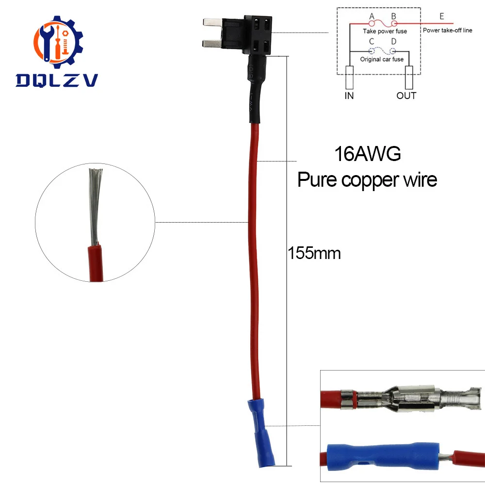 12V 퓨즈 홀더 회로 추가 TAP 어댑터 마이크로 미니 표준 포드 ATM APM 블레이드 자동 퓨즈(10A 블레이드 포함) 자동차 퓨즈(홀더 포함)