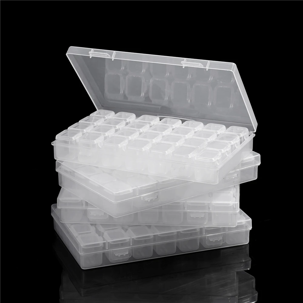28 Girds 조정 가능한 플라스틱 스토리지 박스 비즈 링 펜던트 상자 쥬얼리 네일 아트 다이아몬드 페인팅 액세서리 컨테이너 상자