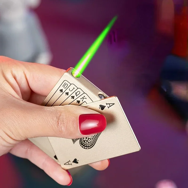 크리 에이 티브 카드 놀이 스페이드 라이터의 에이스 부탄 방풍 스트레이트 금속 라이터 금속 재미있는 선물 남성용 흡연 액세서리