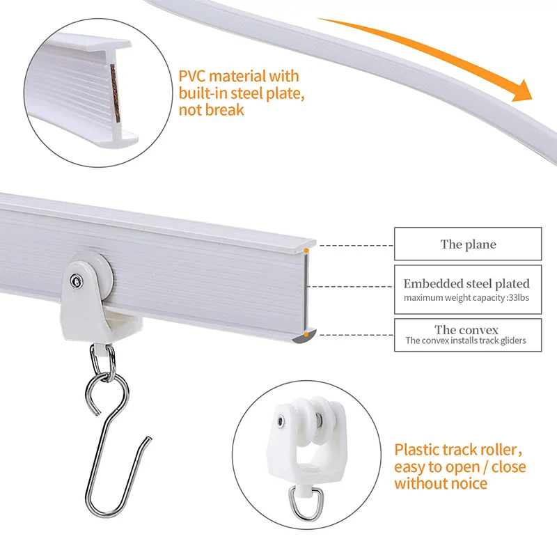 1-6M 유연한 구부릴 수있는 커튼 트랙 침실 발코니 욕실 룸 디바이더 천장 사일런트 트랙 홈 창 장식 Accessorie