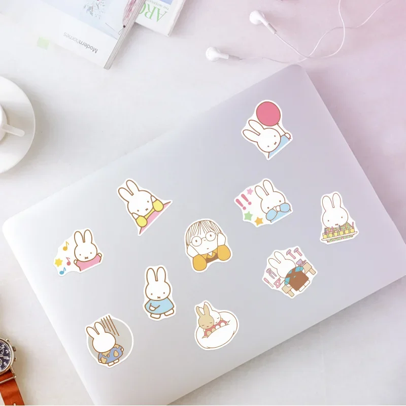 50PCS Kawaii Miffy 스티커 귀여운 만화 토끼 소녀 포켓 장식 스티커 전화 케이스 Ipad 노트북 방수 스티커 장난감