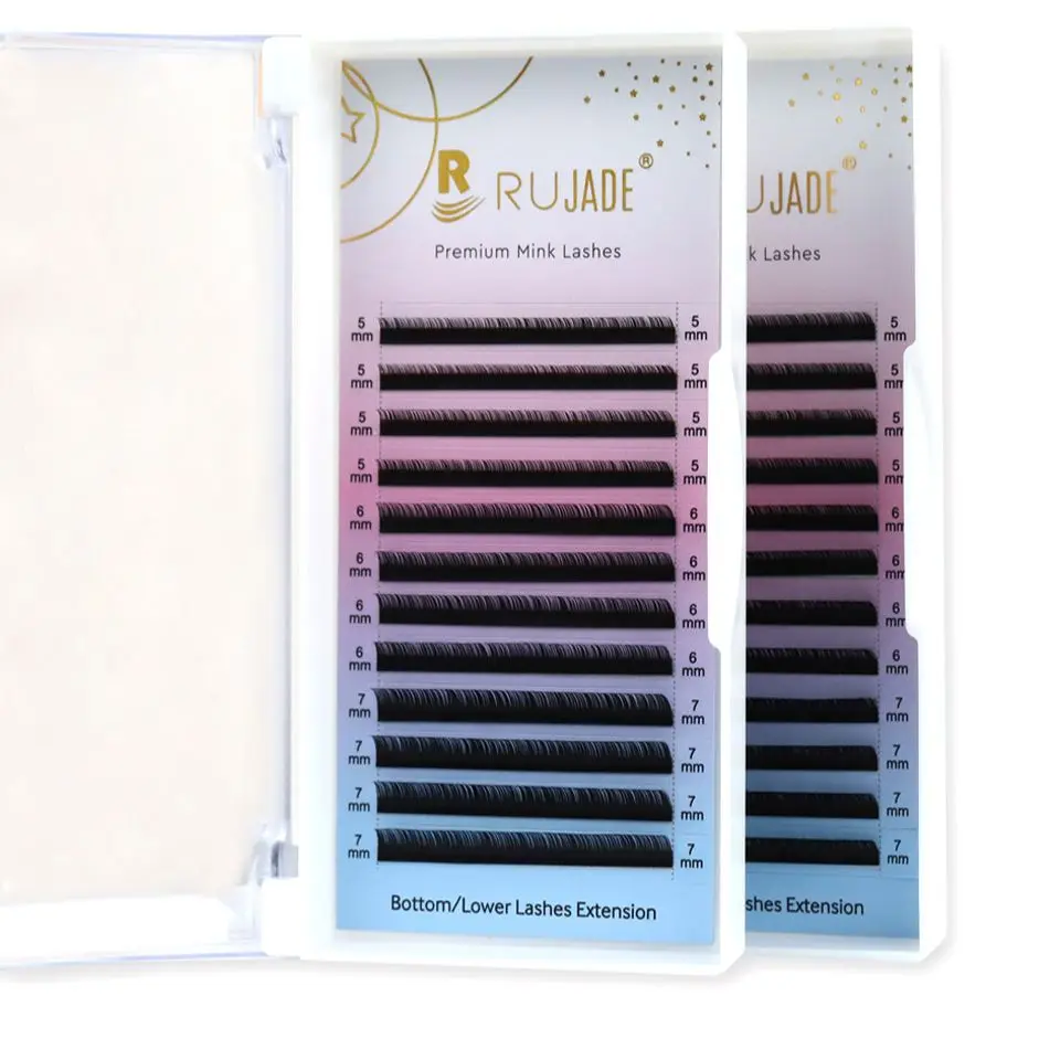 RUJADE 하단 속눈썹 5mm 6mm 7mm 8mm 속눈썹 아래 짧은 크기 낮은 속눈썹 자연 거짓 개별 속눈썹 확장