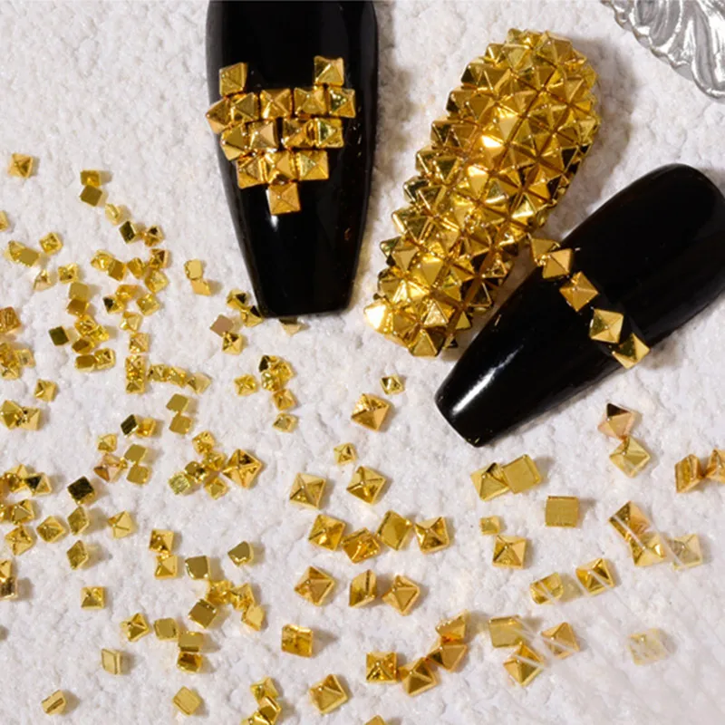 500 개/가방 리벳 팅 네일 장식 골드/실버 매력 화살표 리벳 금속 네일 아트 1.2/1.5/2mm 펑크 스파이크 스터드 팁 장식