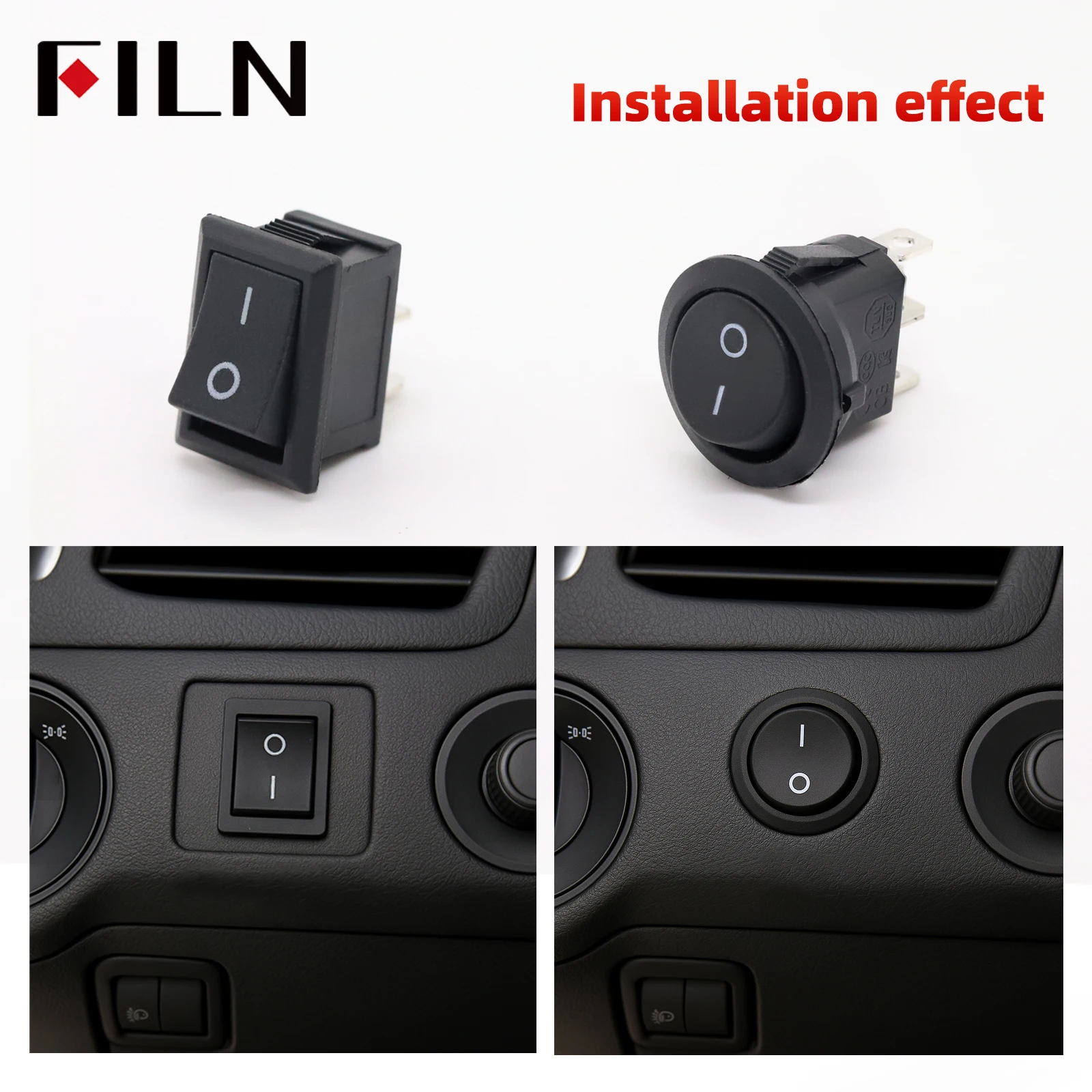 FILN KCD1-101 MRS-101 2핀 온오프 미니 로커 스위치 21x15mm 6A 250VAC 10A 125VAC 스냅인 간편 설치