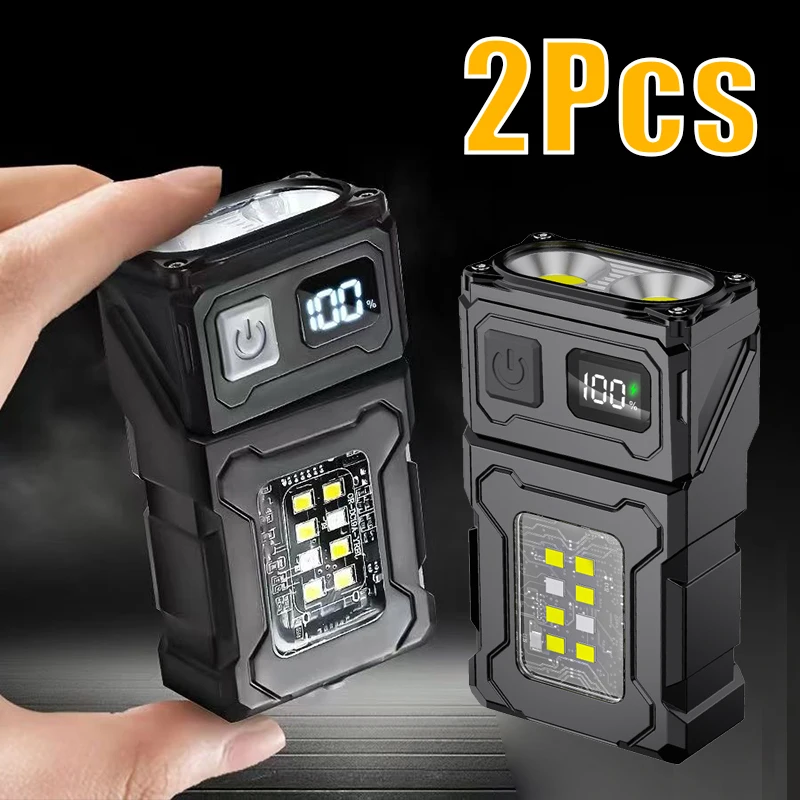 2/1Pcs 휴대용 손전등 캠핑 하이킹에 대 한 COB 비상 조명과 슈퍼 밝은 미니 USB 충전식 LED 꼬리 MagnetTorch title=2/1Pcs 휴대용 손전등 캠핑 하이킹에 대 한 COB 비상 조명과 슈퍼 밝은 미니 USB 충전식 LED 꼬리 MagnetTorch 