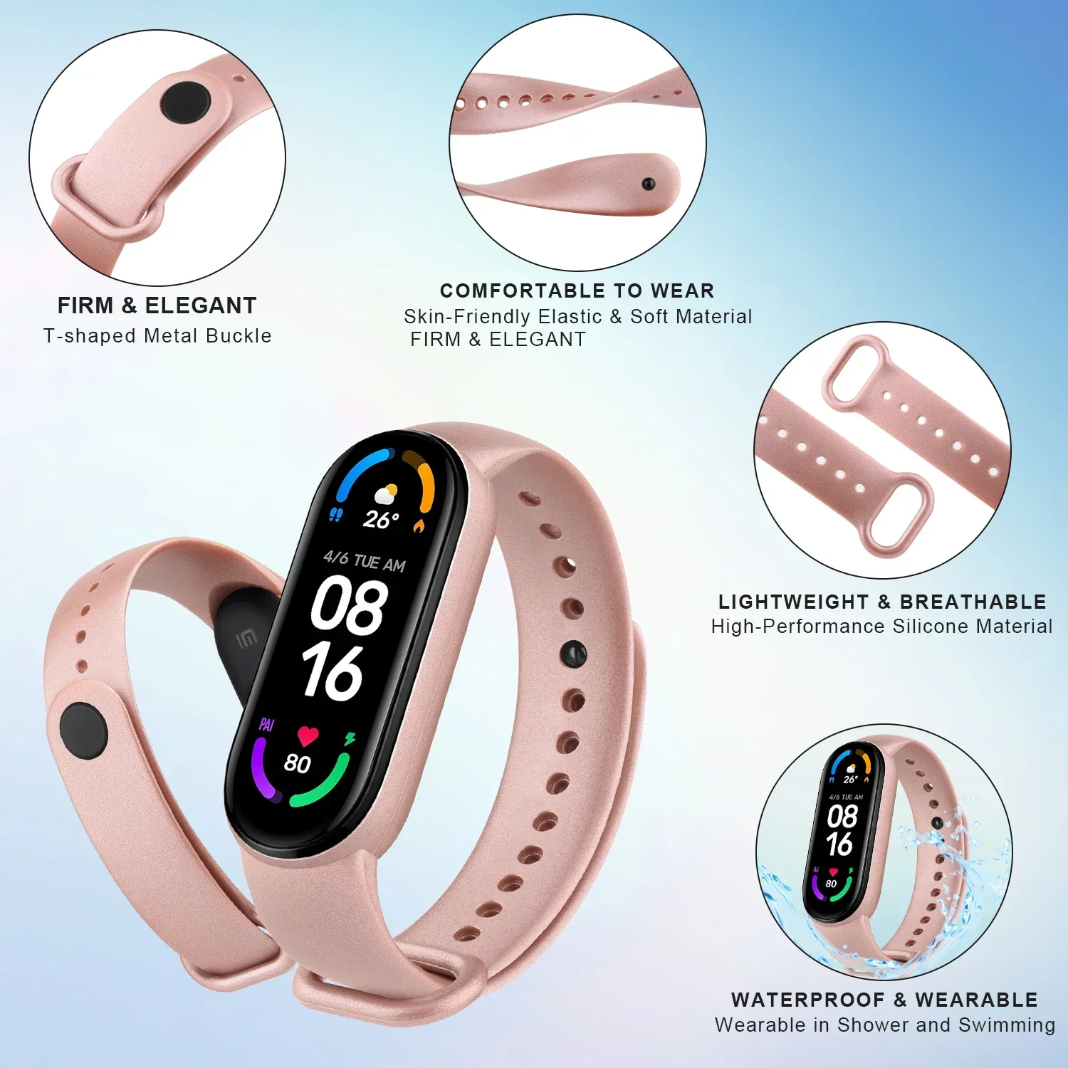 Xiaomi Mi Band 6 5 용 3pcs 소프트 실리콘 스트랩 Amazfit Band 5 팔찌 시계 스포츠 Mi Band 6 5 스트랩 팔찌 용 방수