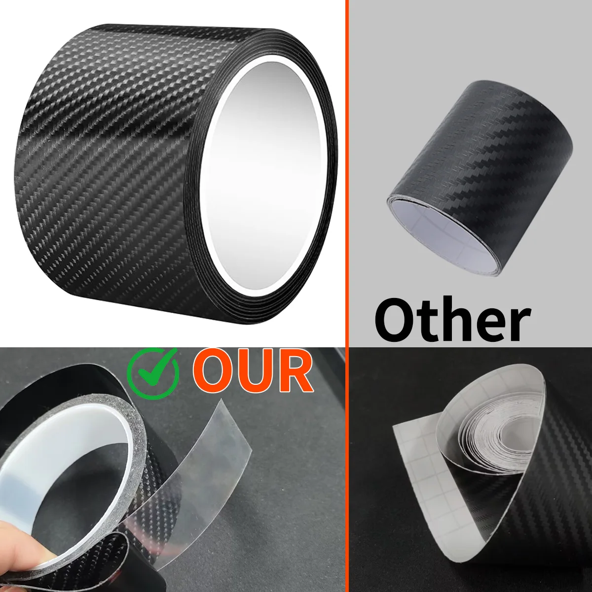 탄소 섬유 스티커 자동차 도어 씰 보호 필름 자동 도어 씰 가장자리 사이드 미러 B 필러 용 방수 스크래치 테이프