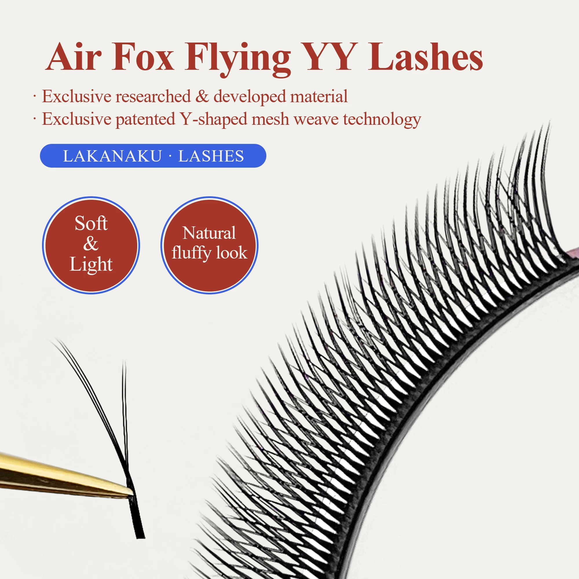 LAKANAKU 여우 눈 YY 모양 속눈썹 익스텐션 0.07mm, YY 속눈썹 섬모, 브라질 볼륨 소프트 인조 밍크 YY 속눈썹