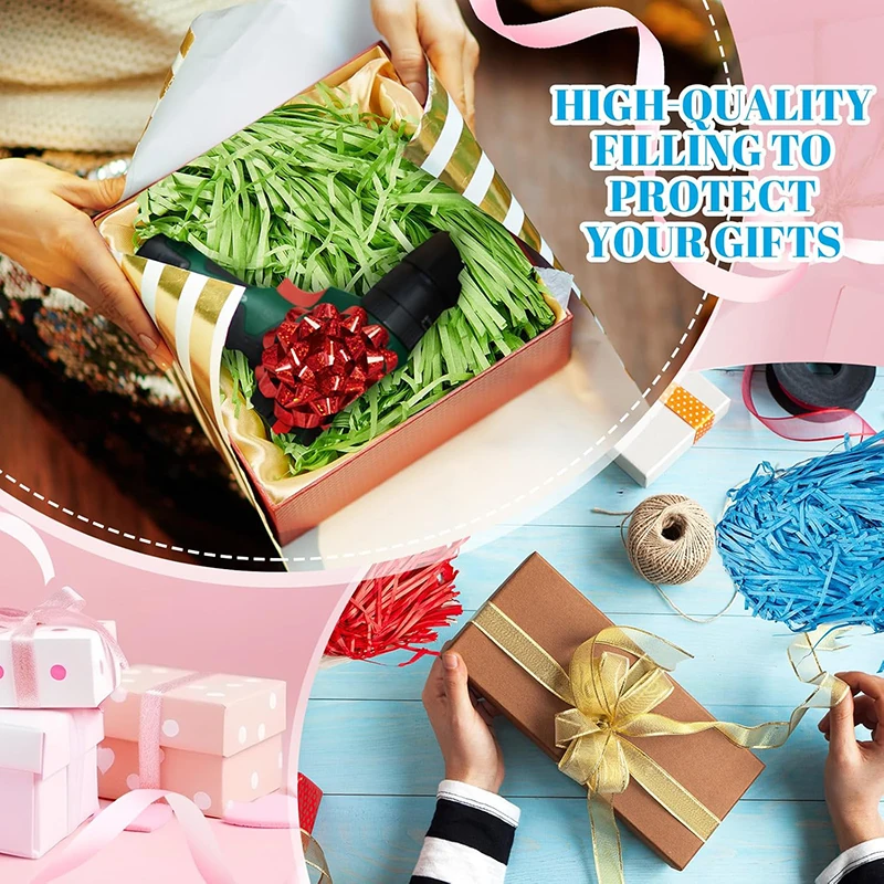 20/50g 반짝이 라피아 종이 조각 포장 및 빈 바구니 및 크리스마스 포장 선물 바구니 포장 충전 용 필러