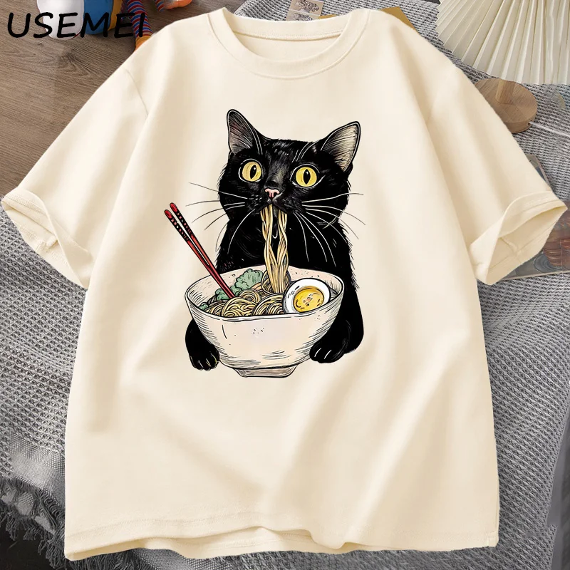 국수라면 고양이 티셔츠 Foodie Lover T 셔츠 검은 고양이 국수 티셔츠 레트로 캐주얼 반소매 Tshirt 남성 여성 의류 title=국수라면 고양이 티셔츠 Foodie Lover T 셔츠 검은 고양이 국수 티셔츠 레트로 캐주얼 반소매 Tshirt 남성 여성 의류