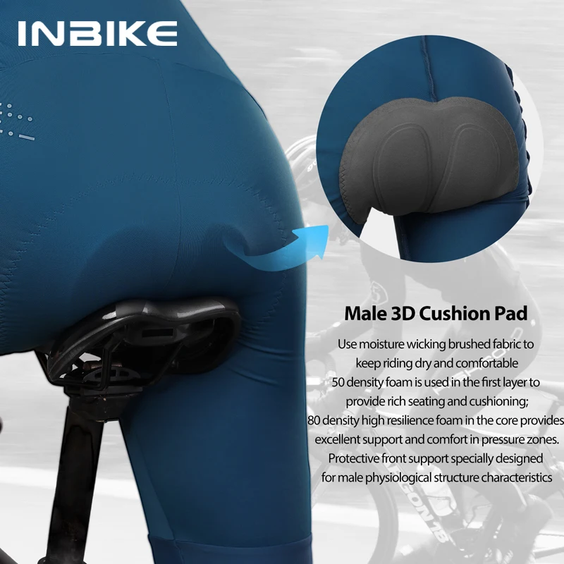 INBIKE 여름 사이클링 턱받이 반바지 3D 패딩 남성용 MTB 자전거 반바지 바지 남자 도로 사이클링 바지 포켓 옷이있는 자전거 반바지