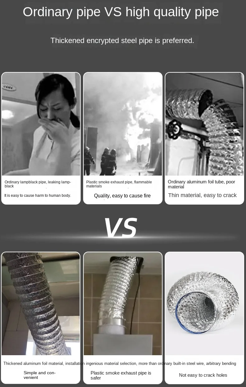 Ø60/80/100/110/120/150mm 암호화된 알루미늄 호일 환기 파이프 확장 가능한 연기 튜브 주방 콘센트 욕실 배기 팬 호스