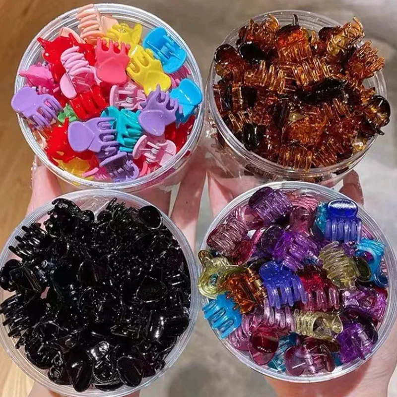 여자를위한 미니 헤어 클로 클립 여자 한국어 간단한 작은 검은 투명 플라스틱 클립 머리핀 키즈 헤어 스타일링 액세서리