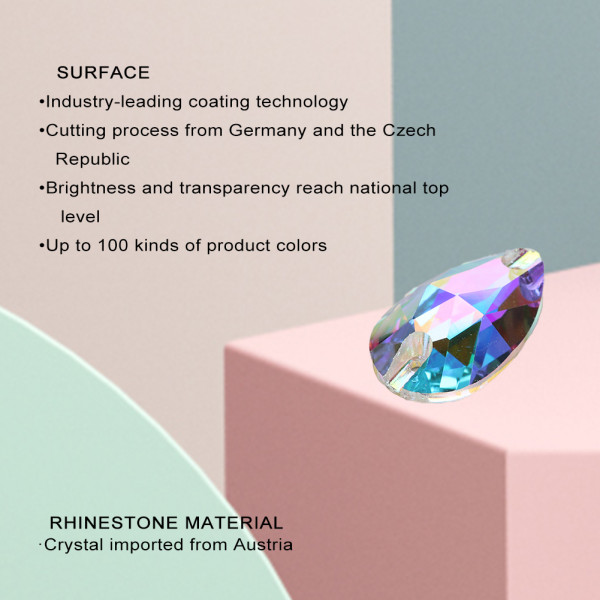 YHB 최고 품질 드롭 유리 크리스탈 AB 달빛 바느질 돌 플랫 백 의류 의류 가방에 대한 라인 석에 바느질