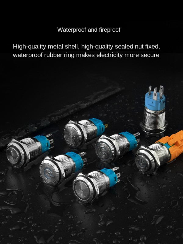 12mm 16mm 19mm 22mm 하이 헤드 Led 금속 버튼, 라이트 방수 버튼 자동 리셋 자동 잠금 전원 기호 스위치