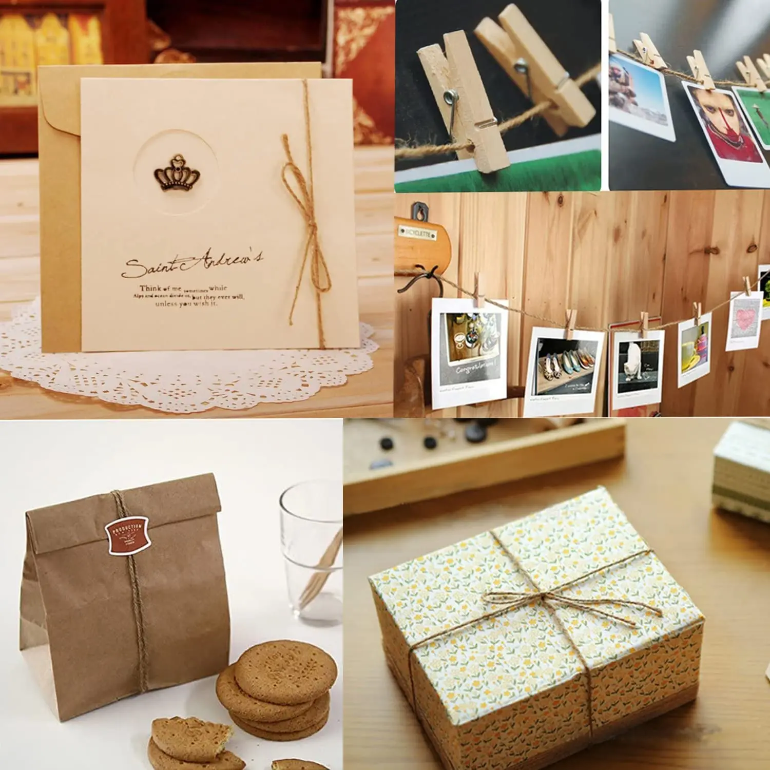 1MM 2MM 자연 빈티지 황마 로프 문자열 꼬기 삼베 DIY 공예 선물 포장 황마 대마 원예 웨딩 파티 장식