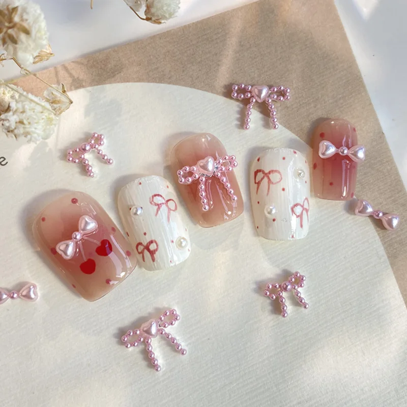 TSZS 10 개/몫 귀여운 3D 수지 진주 활 네일 아트 매력 일본 네일 재료Preal Bowknot 리본파츠 네일파츠 리본 네일 아트 장식 네일 파츠네일 파츠