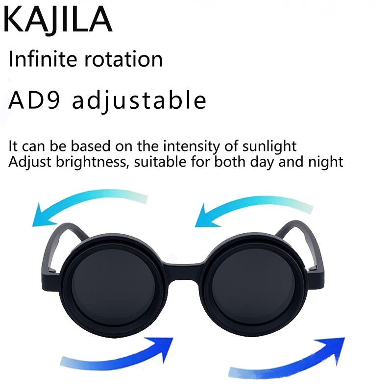 편광 된 작은 프레임 라운드 Steampunk ND9 조정 가능한 디밍 선글라스 남자 낚시 운전 UV400에 대 한 빛 감소 태양 안경