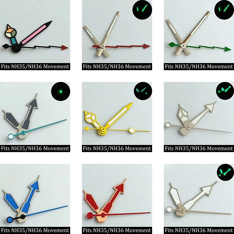고품질 시계 액세서리 시계 포인터 NH 시리즈 35 NH36 손 녹색 빛나는 N H35/NH36 무브먼트에 적합