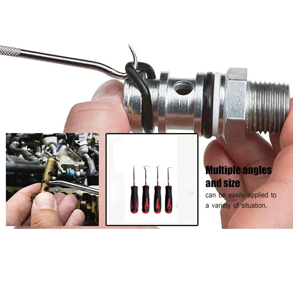 4pcs 160mm 자동 자동차 오일 씰 스크류 드라이버 세트 호스 제거 후크 세트 O-링 씰 가스켓 풀러 리무버 선택 후크 수리 도구