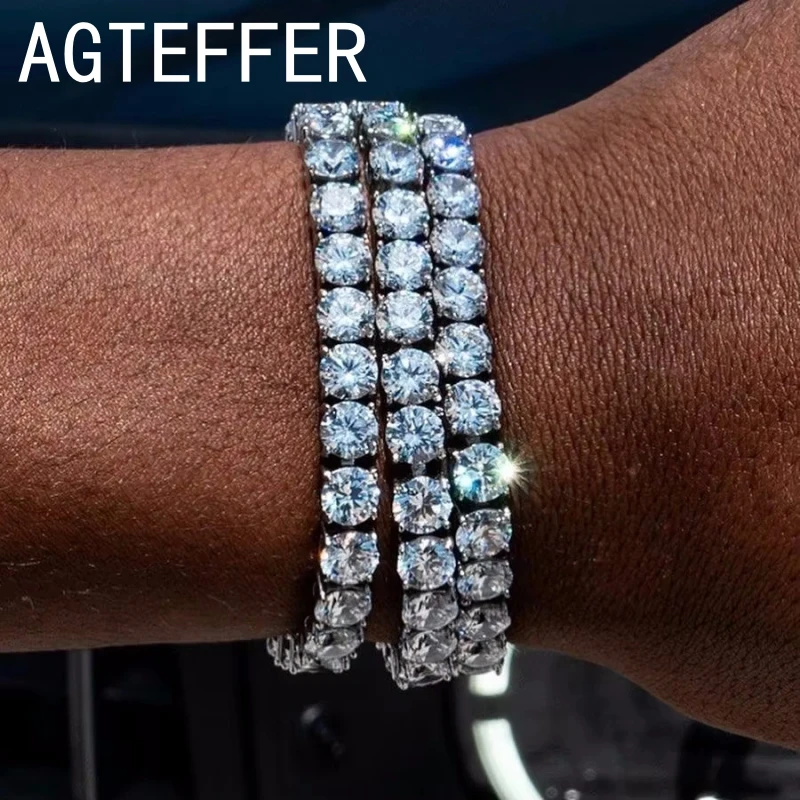 925 스털링 실버 테니스 팔찌 여성을위한 2/4mm 큐빅 지르코니아 손에 남성 크리스탈 체인 힙합 streetwear 쥬얼리