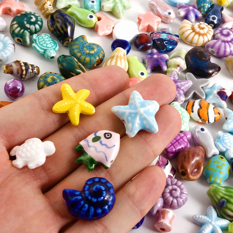 10/20/30 개/몫 다채로운 구멍 2mm 흰 동가리 거북이 스타 조가비 쉘 세라믹 비즈 쥬얼리 팔찌에 대한 귀여운 동물 Diy 공예