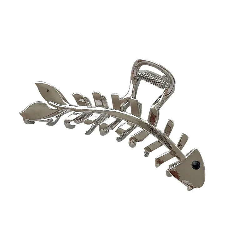 여성용 물고기 뼈 디자인 헤어 클로 클립, 패션 금속 대형 머리핀, 펑크 스타일 바레트, 소녀 헤어 액세서리, 4 색