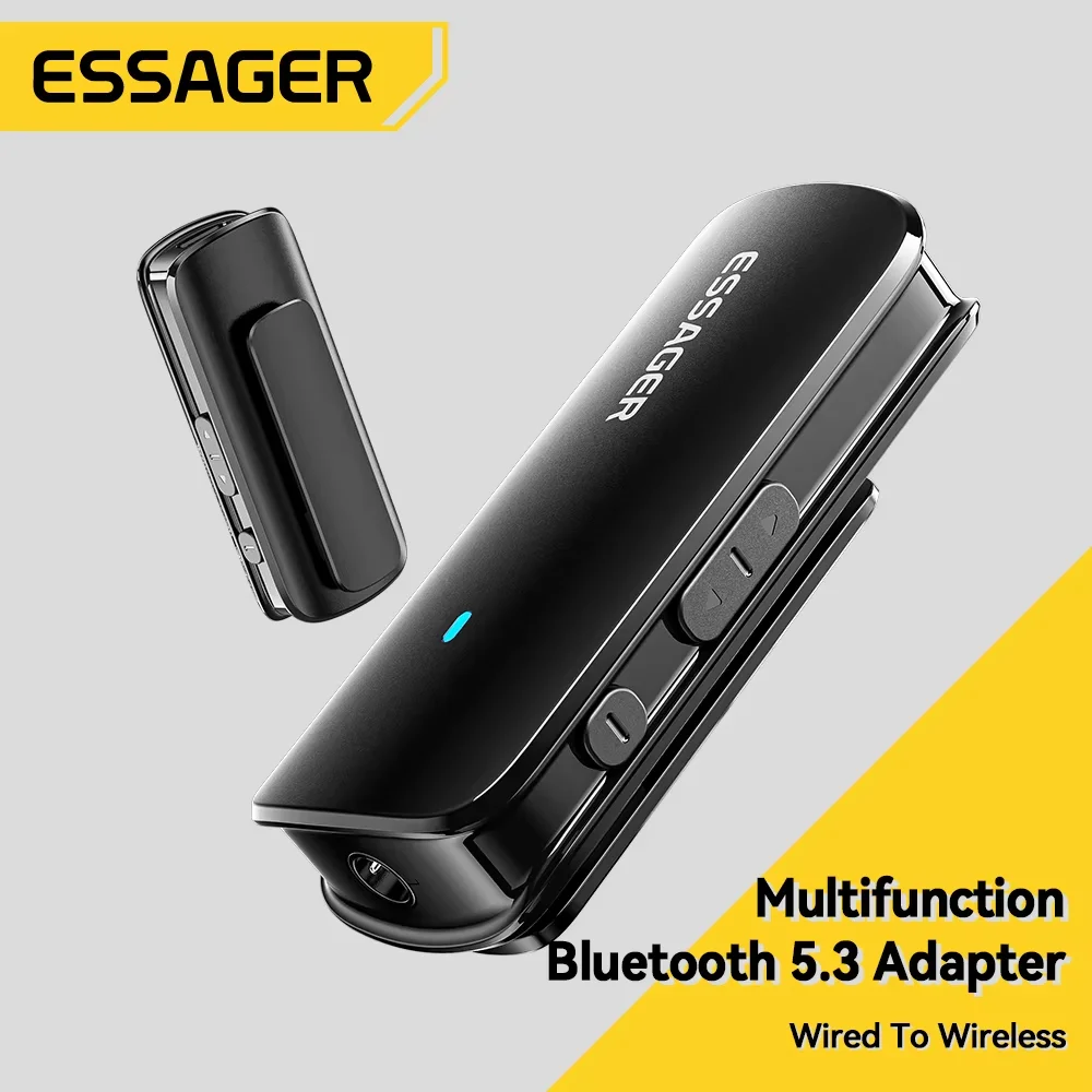 Essager 다기능 Bluetooth 5.3 어댑터 3.5mm 잭 Aux 무선 어댑터 스테레오 이어폰 전화 TV 차량용 오디오 수신기 title=Essager 다기능 Bluetooth 5.3 어댑터 3.5mm 잭 Aux 무선 어댑터 스테레오 이어폰 전화 TV 차량용 오디오 수신기 