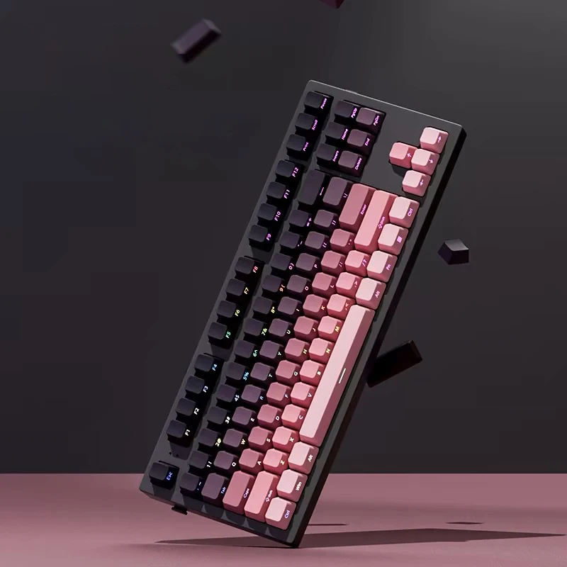 그라디언트 키캡 MX 스위치 게임용 키보드 130+키 캡용 PBT 이중 샷 OEM 프로필을 통해 측면 인쇄된 샤인