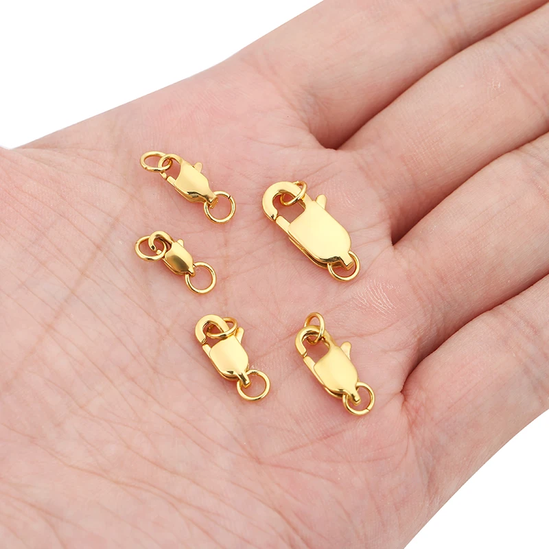 10pcs 316 스테인레스 스틸 직사각형 랍스터 걸쇠 점프 링 후크 커넥터 팔찌 목걸이 체인 쥬얼리 만들기