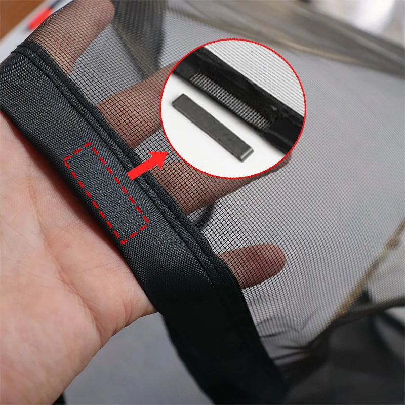 검은 자기 문 스크린 모기장 사용자 정의 크기 보이지 않는 메쉬 여름 곤충 증거 그물 자동 폐쇄 문 커튼